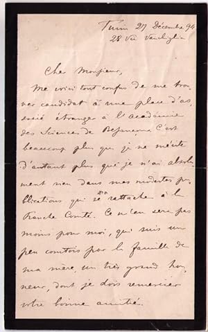 Lettre autographe signée de l' écrivain et théologien Giuseppe ROBERTI adressée à Léonce PINGAUD,...