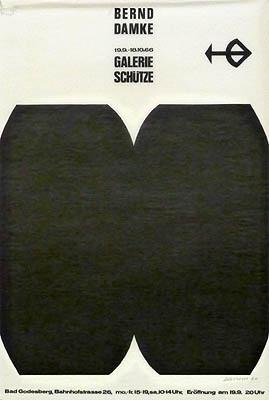 Plakat / poster: Bernd Damke. Galerie Schütze. 19.9.-18.10.66. [Siebdruck / silk screen].