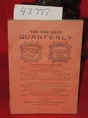 Image du vendeur pour June 1912, Vol. 3, No. 3 The Our Race Quarterly, mis en vente par Princeton Antiques Bookshop