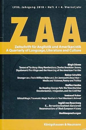 Image du vendeur pour ZAA - Zeitschrift fr Anglistik und Amerikanistik. A Quarterly of Language, Literature and Culture. LVIII. Jahrgang 2010, Heft 4, 4. Vierteljahr. mis en vente par Fundus-Online GbR Borkert Schwarz Zerfa