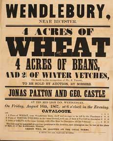 Imagen del vendedor de 4 Acres of Wheat, 4 Acres of Beans, and 2 1/2 of Winter Vetches. Wendlebury, near Bicester [original auction poster]. a la venta por Wittenborn Art Books