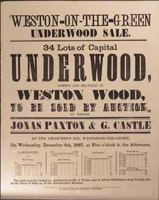 34 Lots of Capital Underwood. Weston Wood, Weston-on-the-green [original auction poster].