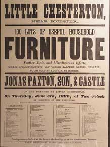 Imagen del vendedor de 100 Lots of Useful Household Furniture. Little Chesterton, near Bicester [original auction poster]. a la venta por Wittenborn Art Books