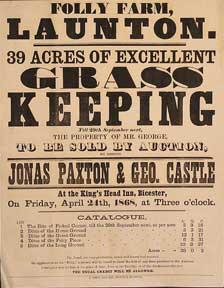Imagen del vendedor de 39 Acres of Excellent Grass Keeping. Folly Farm, Launton [original auction poster]. a la venta por Wittenborn Art Books