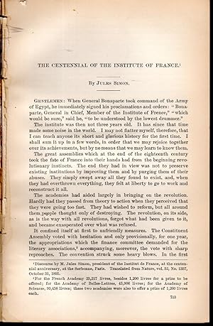 Bild des Verkufers fr The Centennial of the Institute of France".disbound from the Annual Report of the Board of Regents of the Smithsonian Institution, 1895 zum Verkauf von Dorley House Books, Inc.