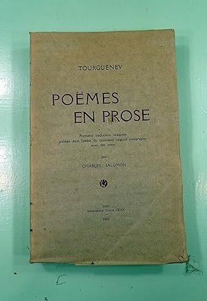 Seller image for Pomes en prose. Premire traduction intgrale publie dans l'ordre du manuscrit original autographe avec des notes par Charles Salomon. for sale by E. & J.L  GRISON