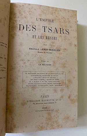 Image du vendeur pour L'Empire Des Tsars et Les Russes, Tome III,: La Religion (The Empire of the Tsars and Russia, Volume III, Religion) mis en vente par M.S.  Books