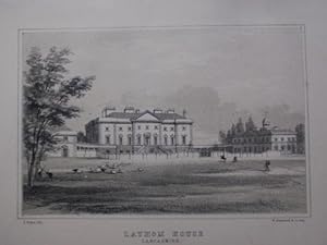 Original Antique Lithograph Illustrating Lathom House in Lancashire. From Visitation of Seats By ...