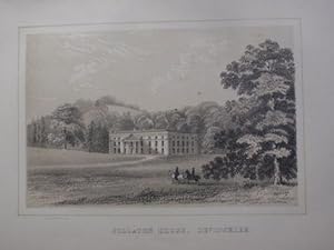 Original Antique Lithograph Illustrating Follaton House in Devonshire, Visitation of Seats By J. ...