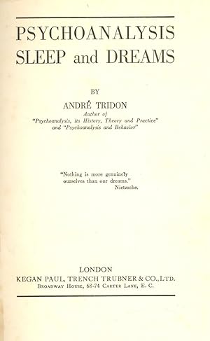 Seller image for PSYCHOANALYSIS SLEEP AND DREAMS for sale by Libreria 7 Soles