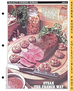 McCall's Cooking School Recipe Card: Meat 13 - Steak With Marrow Sauce And Stuffed Mushrooms : Re...