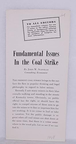 Seller image for Fundamental issues in the coal strike for sale by Bolerium Books Inc.