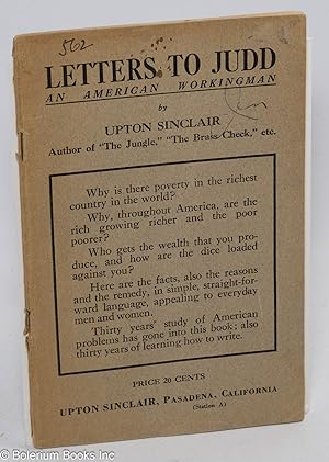 Image du vendeur pour Letters to Judd, an American workingman mis en vente par Bolerium Books Inc.