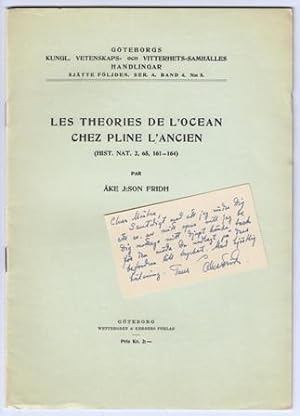 Bild des Verkufers fr Les theories de l'ocean chez Pline l'ancien (Hist. nat. 2, 65, 161-164). zum Verkauf von Hatt Rare Books ILAB & CINOA