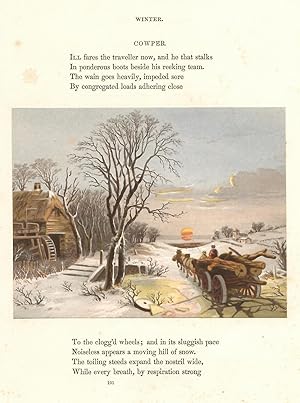 Transport of Timber - with Poem By Cowper - an Antique View