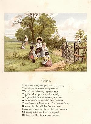Victorian Children - an Antique Coloured Print