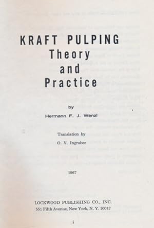 Immagine del venditore per Kraft Pulping. Theory and Practice venduto da Barter Books Ltd
