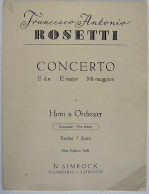 Bild des Verkufers fr Concerto in E-Major for Horn & Orchester Full Score zum Verkauf von Hall of Books