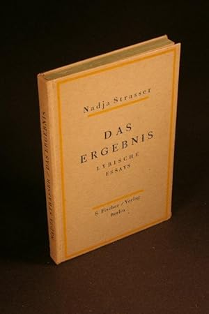 Seller image for Das Ergebnis. Lyrische Essays. for sale by Steven Wolfe Books