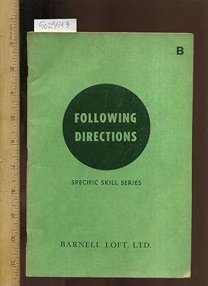 Imagen del vendedor de Following Directions : Specific Skill Series : Book B [educational Primer for Children, Skill building, Recognition, Reading, Behavior, Teaching materials] a la venta por GREAT PACIFIC BOOKS