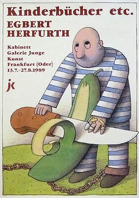 Plakat / poster: Kinderbücher etc. Egbert Herfurth. Kabinett Galerie Junge Kunst Frankfurt (Oder)...