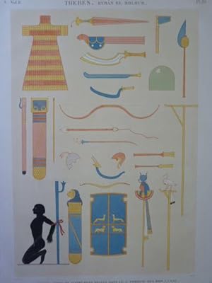 DESCRIPTION DE L'EGYPTE. Thèbes. Bybân el Molouk. Enseignes, armes et instruments peints dans le ...