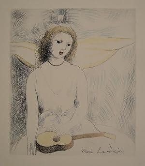 Jeune fille à la guitare. 1946. Radierung, zart aquarelliert. Unten rechts in der Platte signiert.