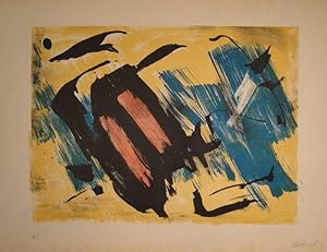 Komposition auf gelbem Grund. Farbige Lithographie. Um 1955. Unten rechts in Bleistift signiert, ...