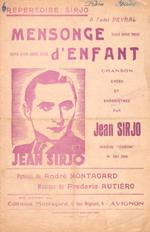 Imagen del vendedor de Partition de "Mensonge d'enfant", chanson "vcue" cre par Jean Sirjo a la venta por Bouquinerie "Rue du Bac"