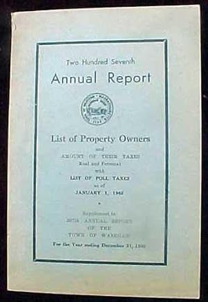 Annual Report - list of property owners and amount of their taxes real and personal with list of ...