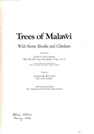 Trees of Malawi. With some Shrubs and Climbers