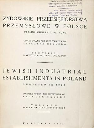 Seller image for Jewish Industrial Establishments in Poland. Zydowskie Przedsiebiorstwa Przemyslowe W Polsce (Volume III) for sale by ERIC CHAIM KLINE, BOOKSELLER (ABAA ILAB)