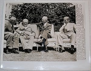 Press Photograph of Winston Churchill, President Eisenhower, Anthony Eden and John Dulles