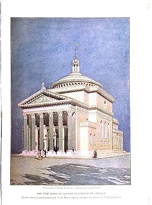 Bild des Verkufers fr The Madison Square Presbyterian Church, Madison Avenue and Twenty Fourth Street, New York City, Color Illustration zum Verkauf von Legacy Books II