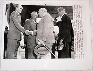 Press Photograph of Winston Churchill, Sir Roger Makins, Anthony Eden and John Dulles