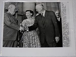 Press Photograph of Winston Churchill, President Eisenhower, Anthony Eden and Mrs. Mammie Eisenhower