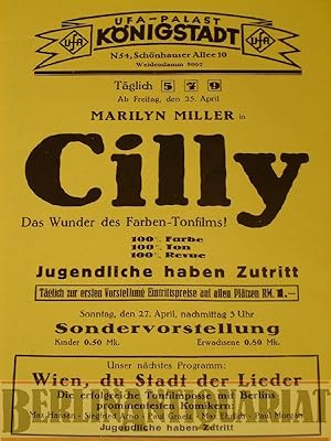 Imagen del vendedor de Marilyn Miller in : Cilly. Das Wunder des Farben-Tonfilms. a la venta por BerlinAntiquariat, Karl-Heinz Than