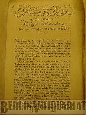 Imagen del vendedor de (Reskript betreffend die Vertagung der Landstnde - Versammlung ) a la venta por BerlinAntiquariat, Karl-Heinz Than