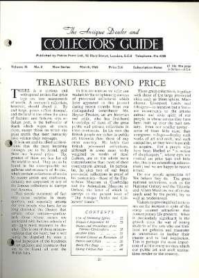 Seller image for The Antique Dealer and Collectors' Guide. [Vol.16, No.8, March 1962] [Oxford's Ashmolean Museum; Chippendale : Influence on Silver & Plate; Homes & Workshops of Famous Clockmakers; Jacobite Glass; Ground Colours of Porcelain; Fire Dogs for sale by Joseph Valles - Books