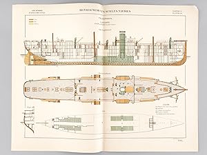 Seller image for Aide-Mmoire d'Artillerie Navale. Planches. 2e Livraison 1879 (Chapitre VI : Renseignements sur les navires) : Planche 44 : Transports L'Annamite, Coupe longitudinale, Plan des Gaillards, Cale for sale by Librairie du Cardinal