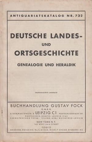 Bild des Verkufers fr Buchhandlung Gustav Fock. Antiquariatskatalog Nr. 732 und 740. Deutsche Landes- und Ortsgeschichte. Genealogie und Heraldik. 7920 Positionen / Vlkerkunde, Volkskunde, Kulturgeschichte, mit volkskundlichem Teil der Bibliothek des Heimatforschers Friedrich Kunze in Suhl. 6748 Positionen. zum Verkauf von Antiquariat Carl Wegner