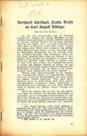 Seller image for Bernhard Christoph Fausts Briefe an Carl August Bttiger (1760-1835). Aus: Mitteilungen des Vereins fr Schaumburg-Lippische Geschichte, Altertmer- und Landeskunde, Heft 6, 1934. for sale by Antiquariat Carl Wegner