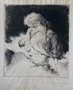 Mother Breast Feeding Child (an engraving)