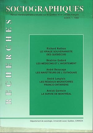 Recherches sociographiques volume XXXIII, numéro 1, 199