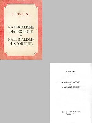 MATERIALISME DIALECTIQUE et MATERIALISME HISTORIQUE