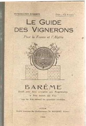Le guide des vignerons pour la france et l'algerie