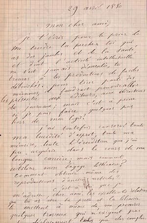 Lettre autographe signée de lécrivain journaliste Émile de La Bédollière adressée à un confrère....
