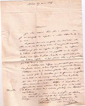 Lettre autographe signée de lécrivain militaire Antoine-Marie Augoyat, adressée au libraire Anse...