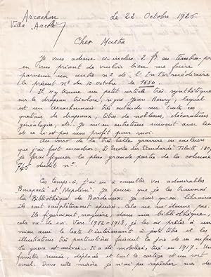 Belle lettre autographe signée de l'historien René de Vivie de Régie, adressée à Georges Montorgu...