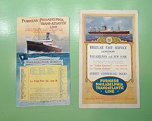 2 Publicités sur carton léger de la Compagnie Furness : From London to Philadelphia direct.